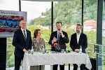Landeshauptmann Anton Mattle, Landesrätin Veronica Kaup-Hasler, Landesrat Karlheinz Kornhäusl und Landeshauptfrau-Stv. Stefan Schnöll in Graz. © Land Steiermark/Binder; bei Quellenangabe honorarfrei